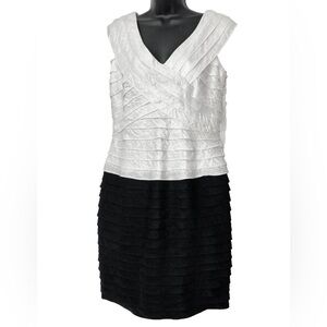 Adrianna Papell Black and‎ White Embellished Tiered Cocktail Dress 12